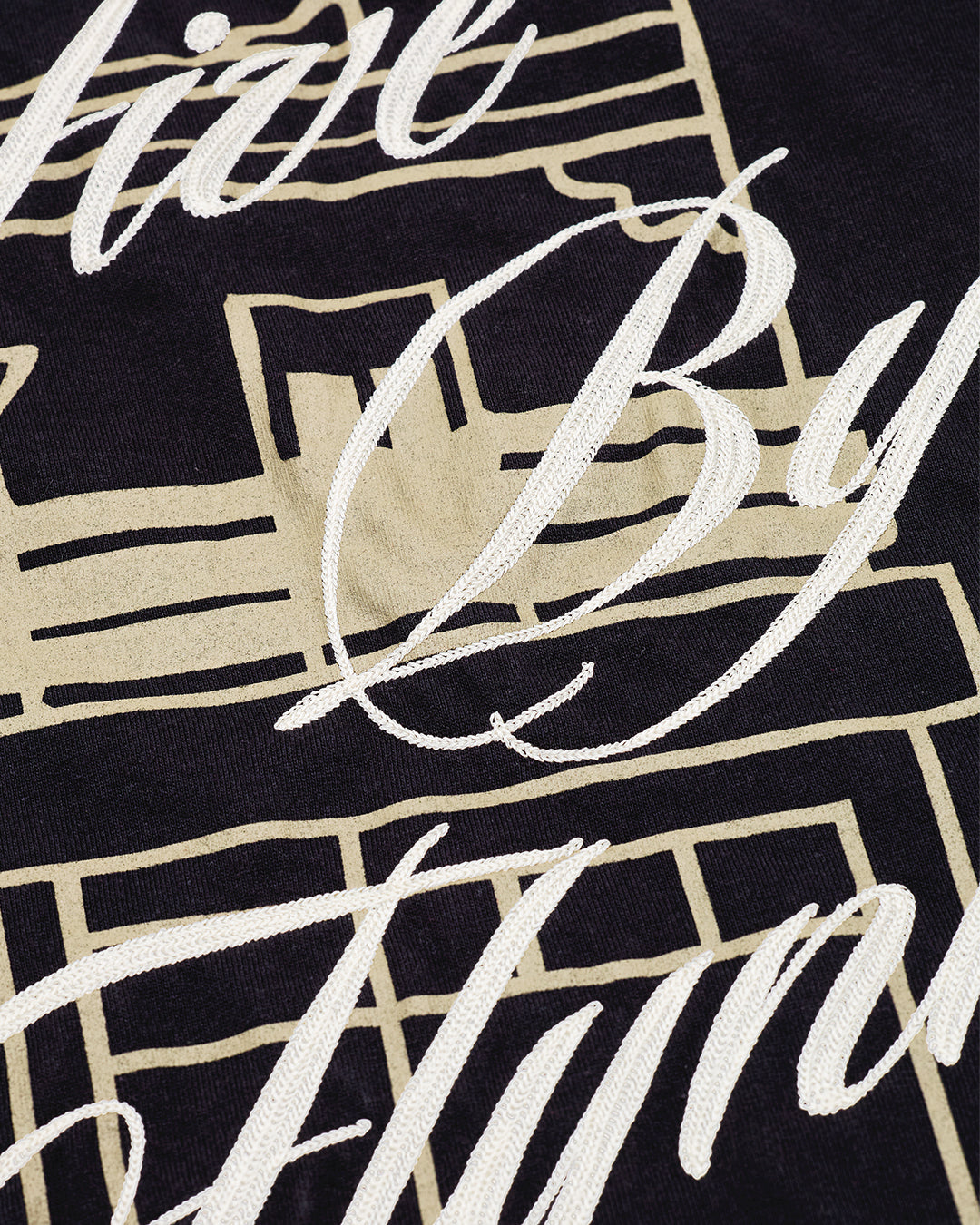 COTTON TEE - Black / White Embroidery