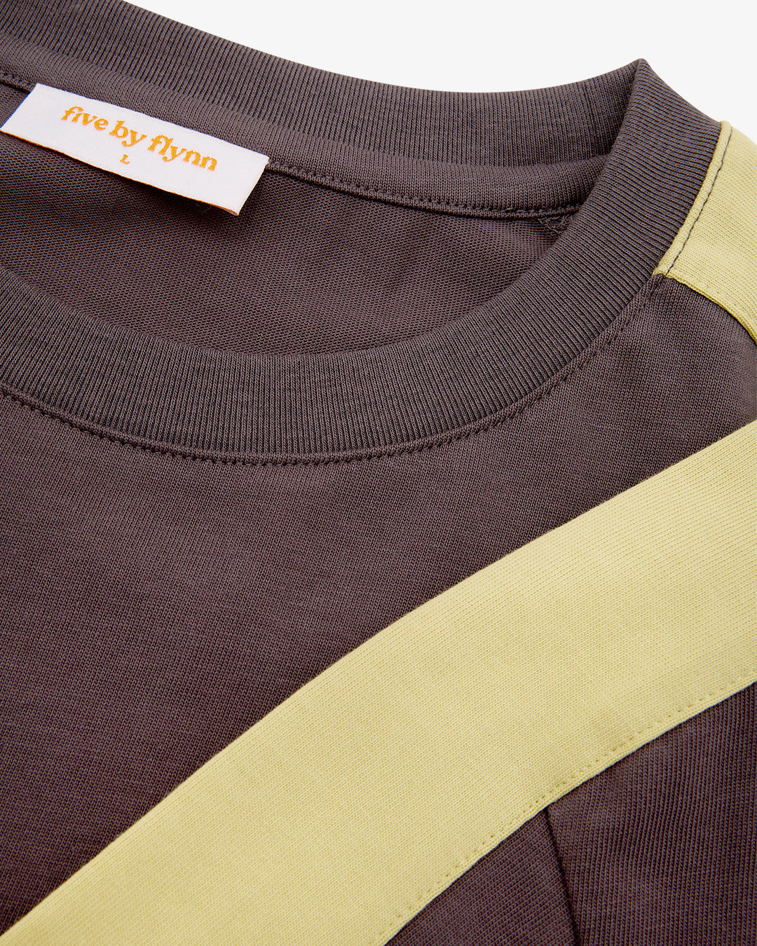 PANELLED LS CROP TEE - CHARCOAL / CITRON
