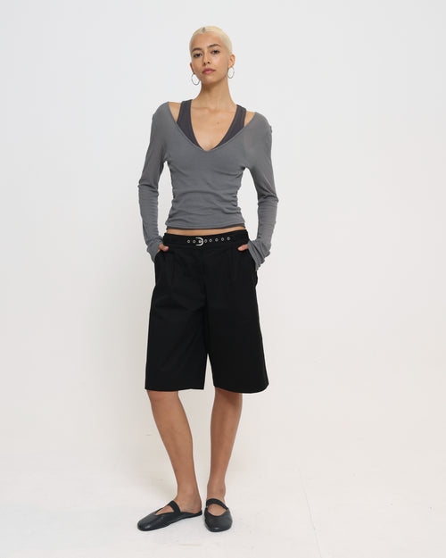 Layered Racer Tank - Charcoal