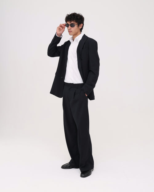 Pleated Suit Pant - Black