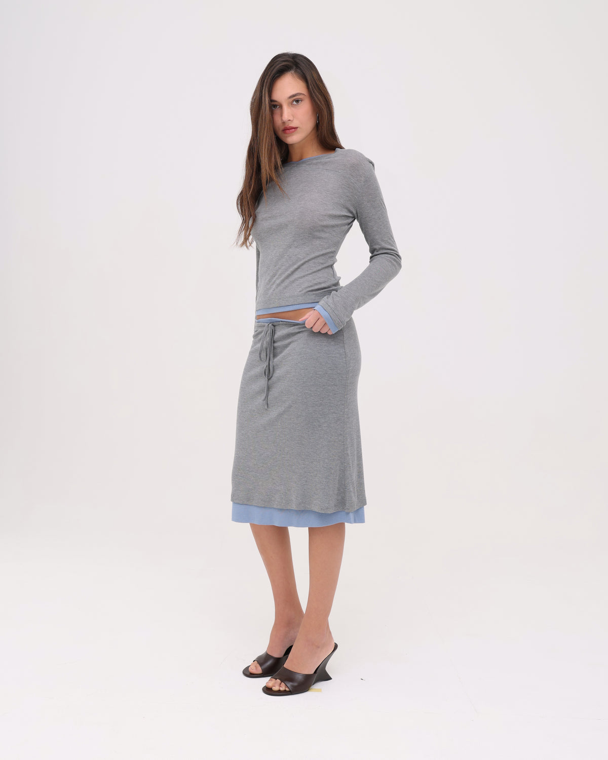 Women's Layered Skirt - Grey / Dusty Blue