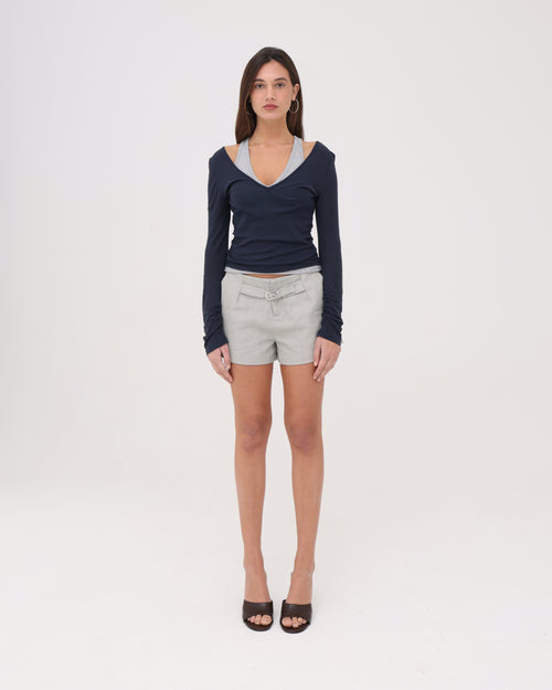 Layered Racer Tank - Navy / Grey