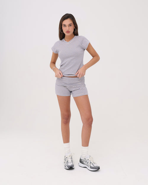 Raglan Baby Tee - Oat / Blue