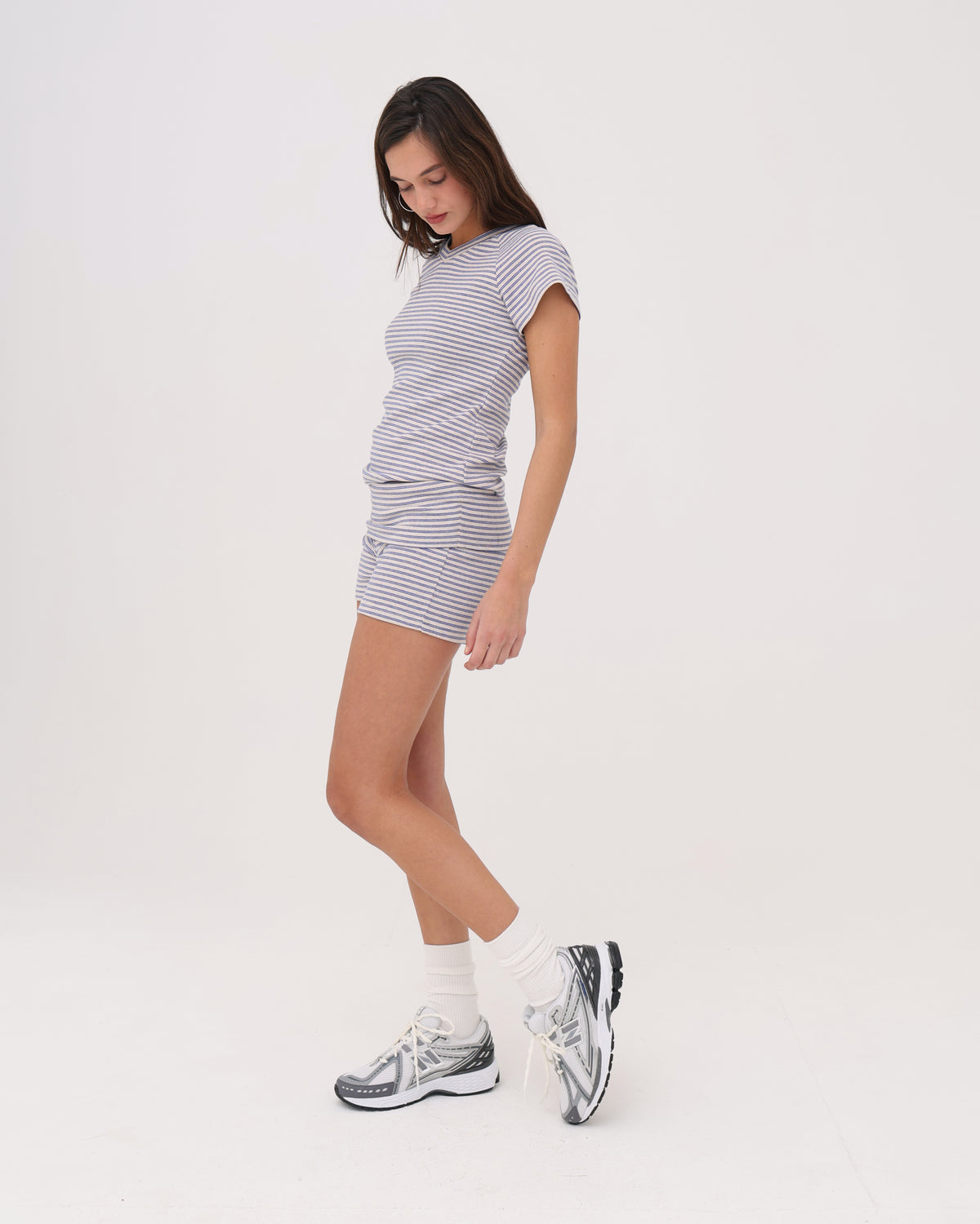 Stripe Mini Short - Oat / Blue