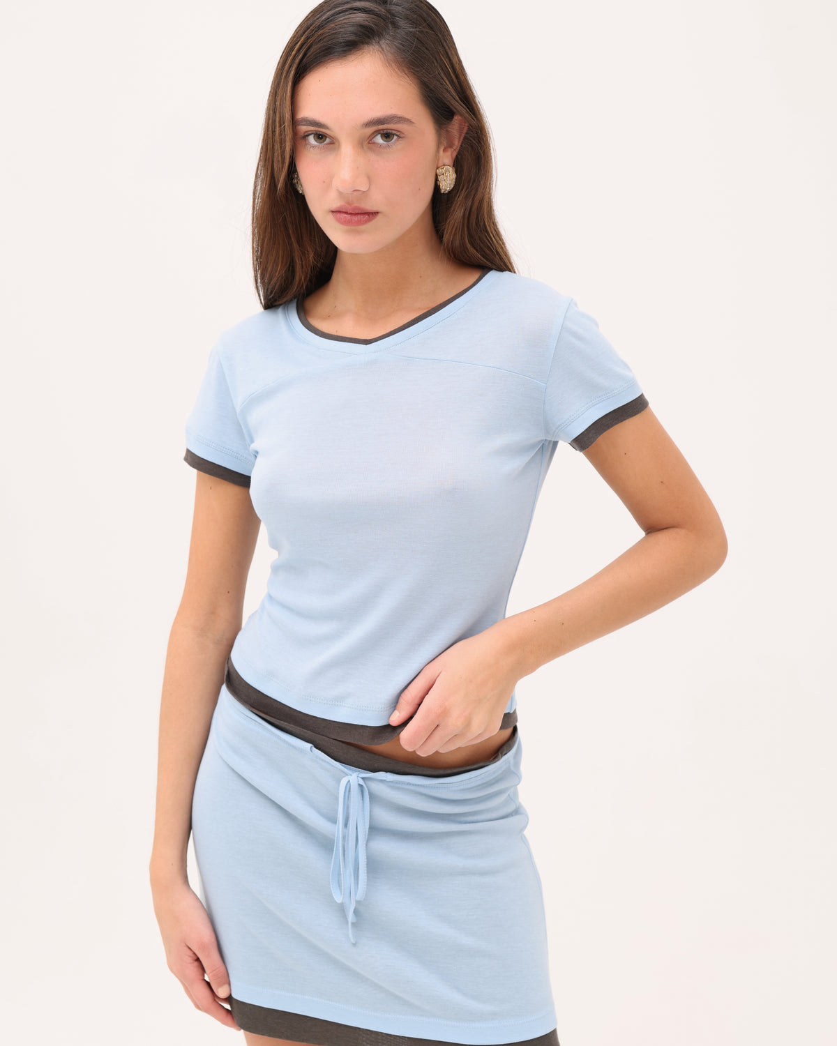V Neck Tee - Sky