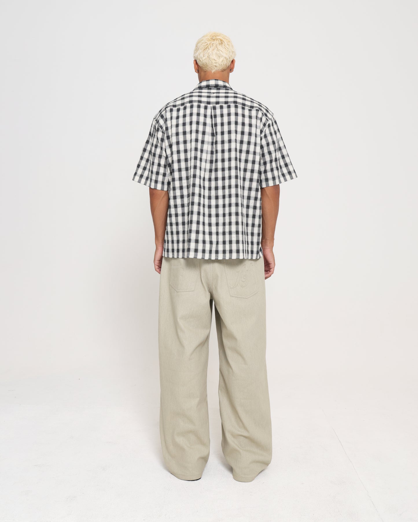 SS BUTTON DOWN SHIRT - CREAM PLAID