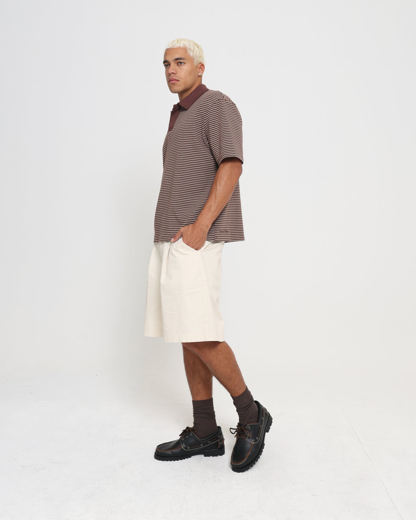 STRIPE POLO - Brown