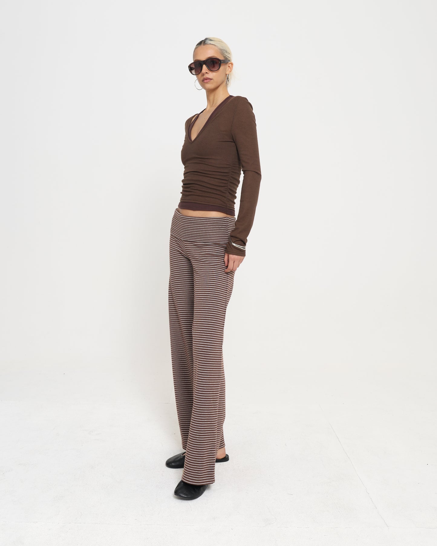 LAYERED RACER TANK - RIBBED CHOCOLATE