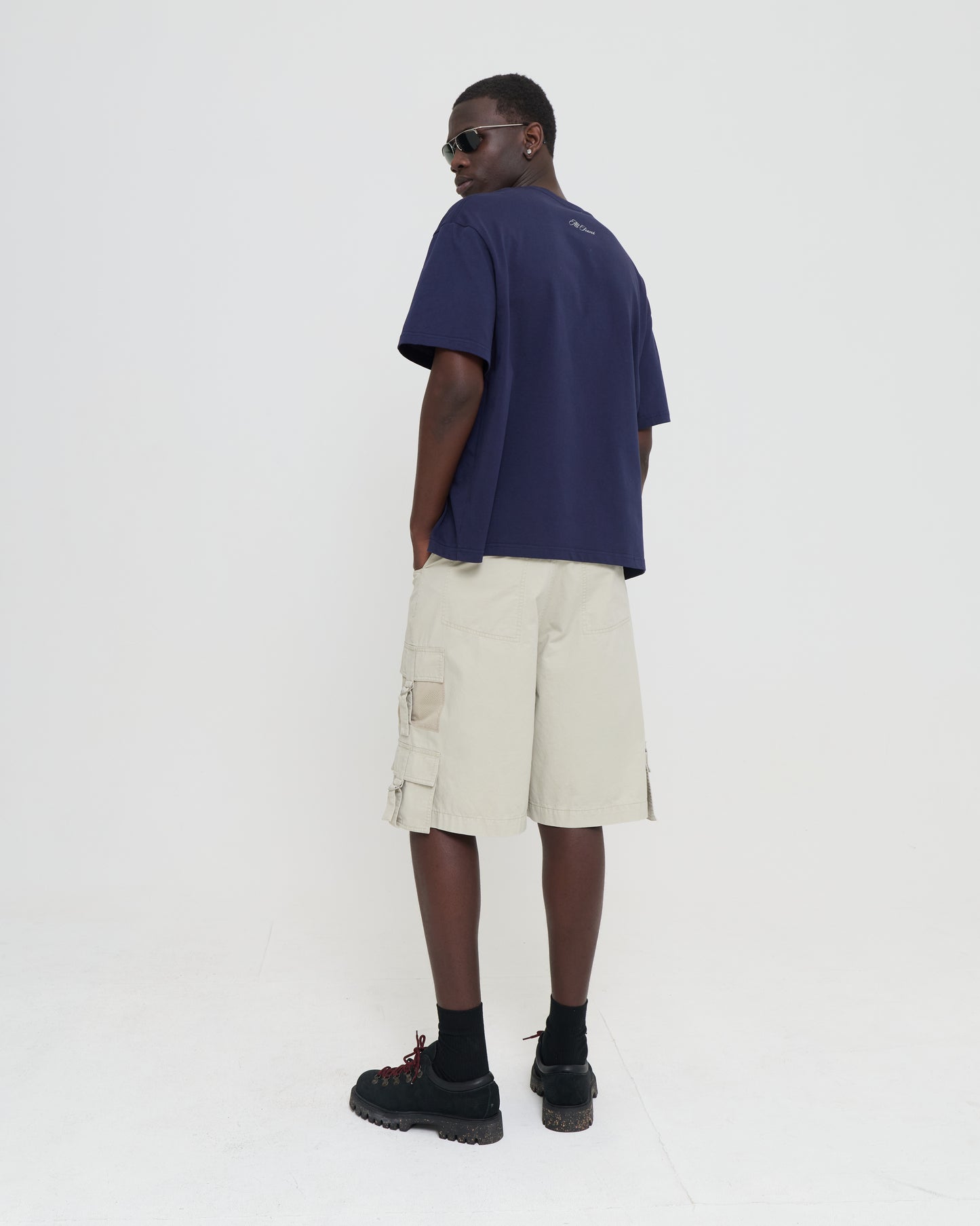 Crop Boxy Tee - Navy