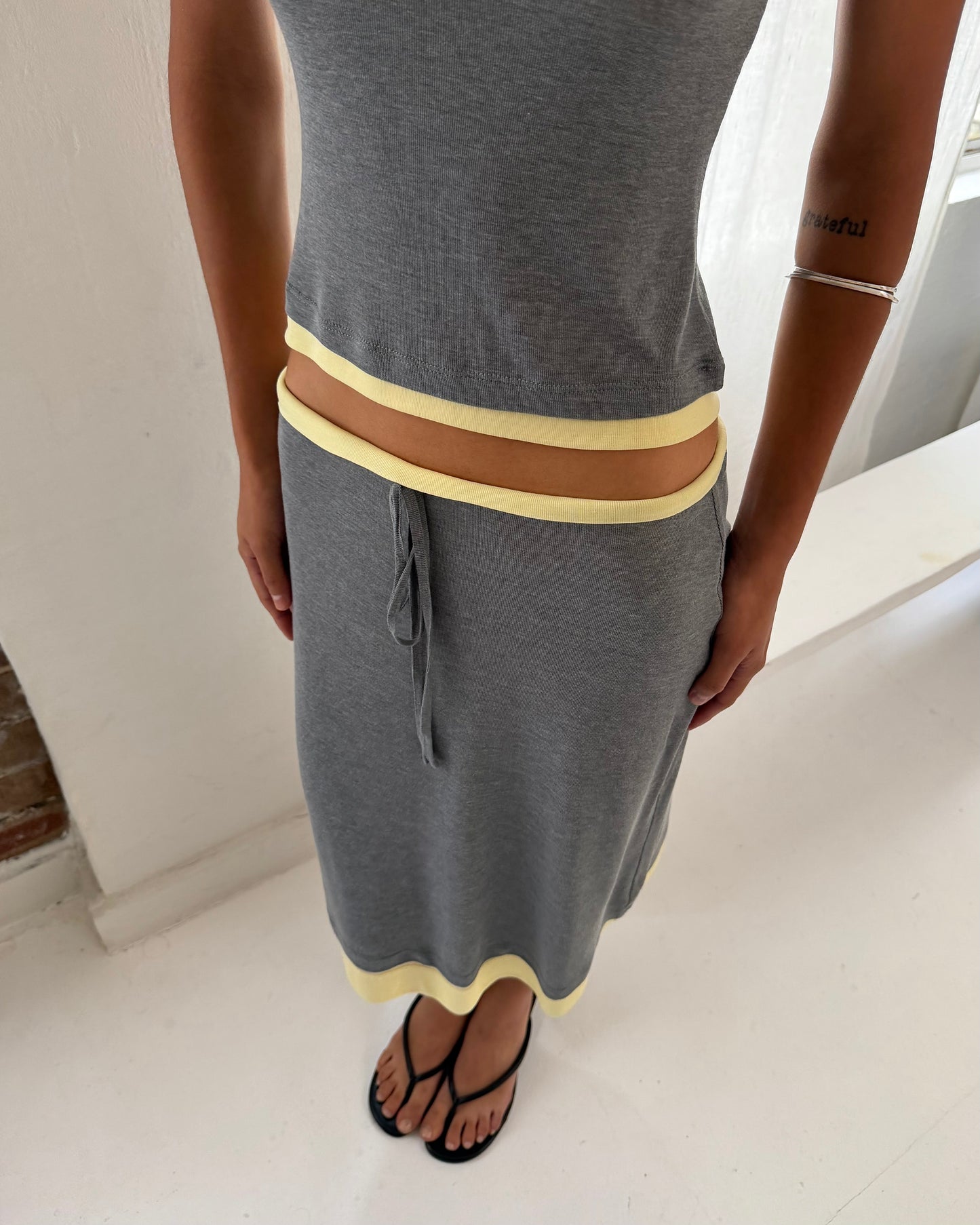 Women's Layered Skirt - Grey / Butter