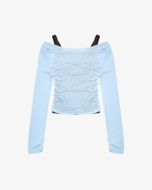 LAYERED LS TOP - Ice Blue / Charcoal