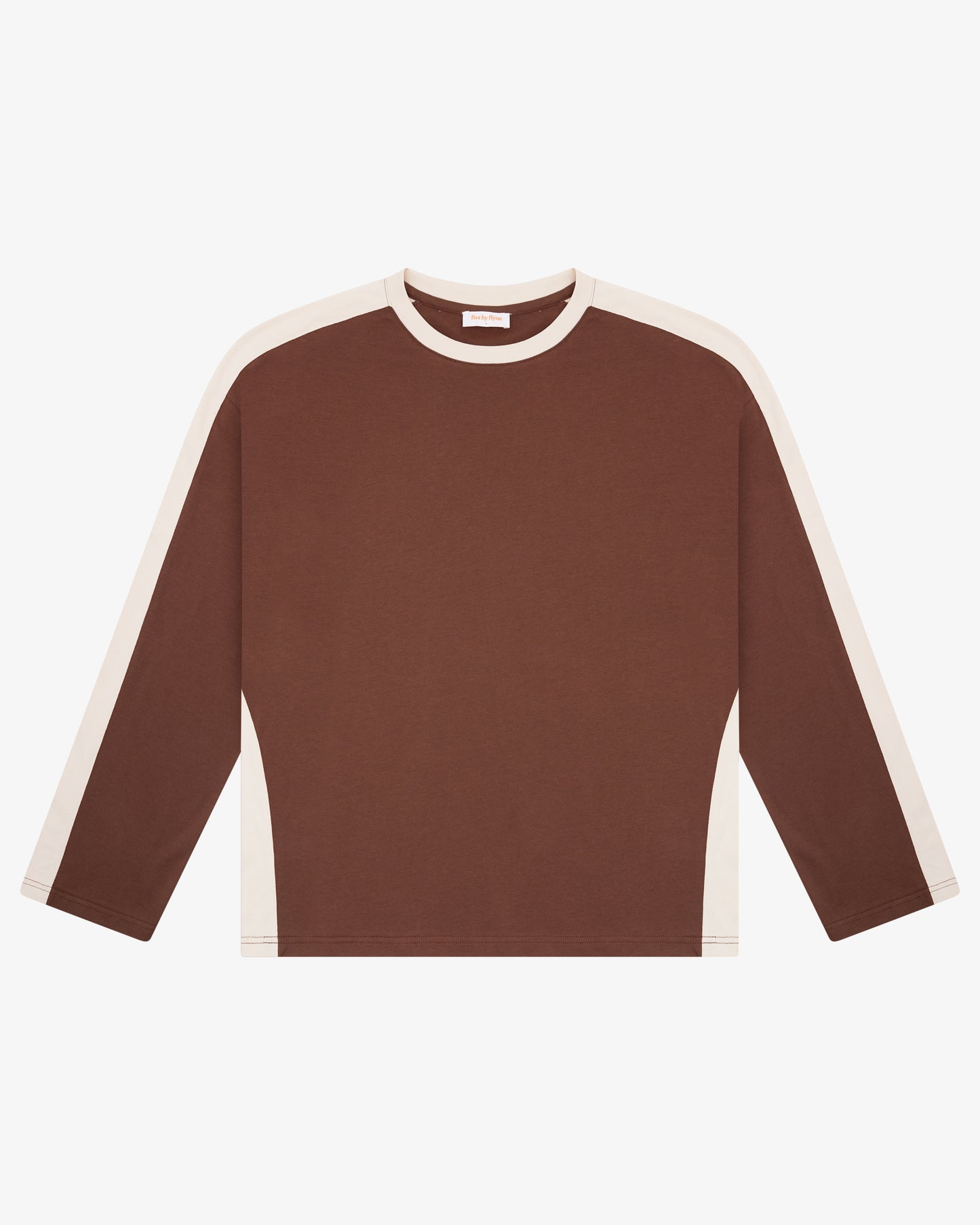 Panelled LS Crop Tee - Chocolate/Sand