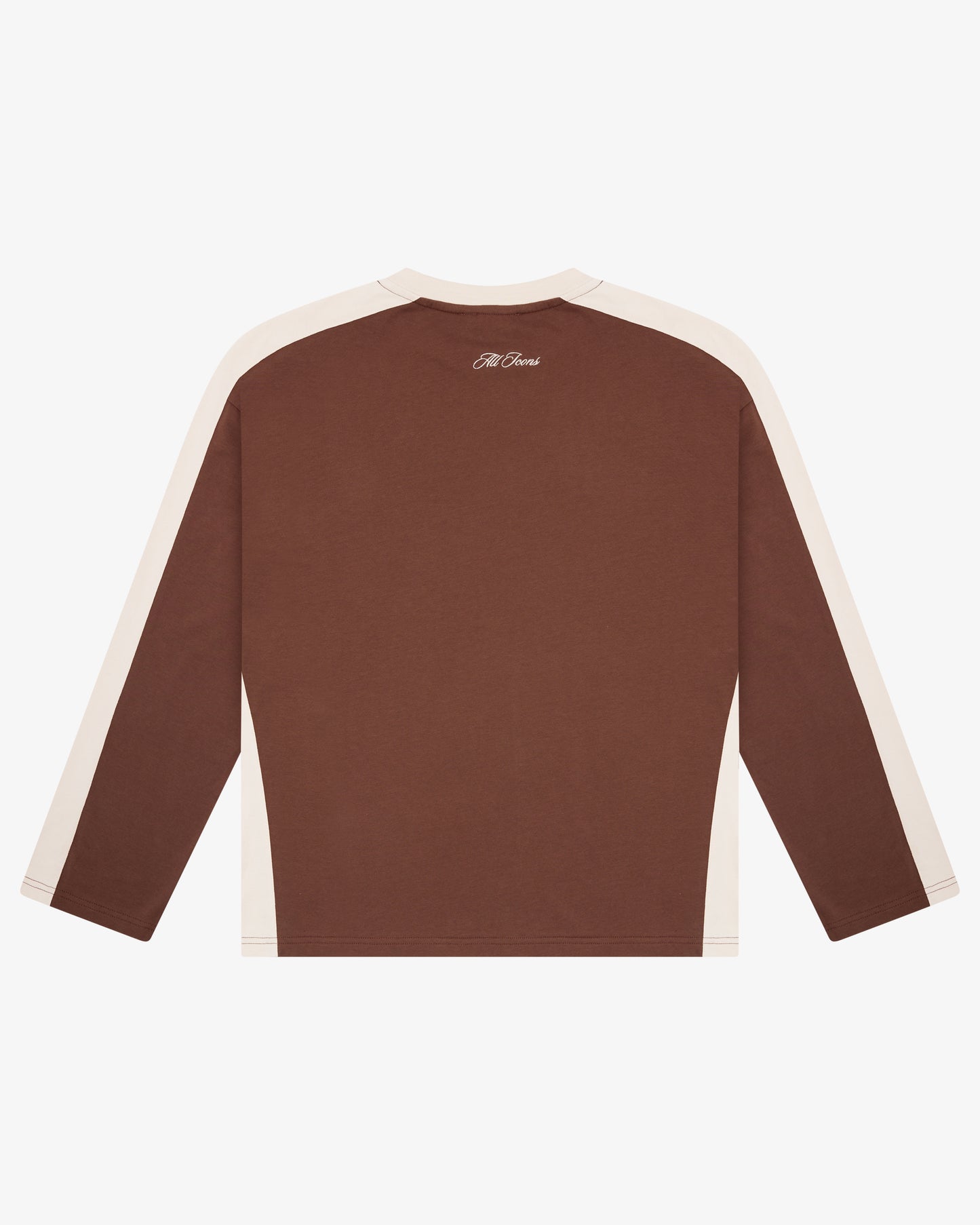 Panelled LS Crop Tee - Chocolate/Sand