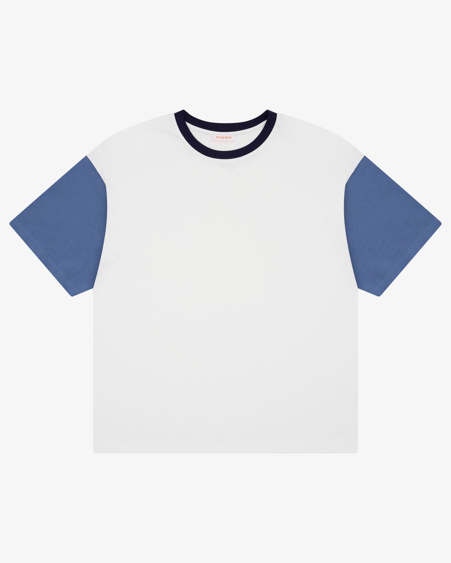 Crop Boxy Tee - Off White/Steel Blue