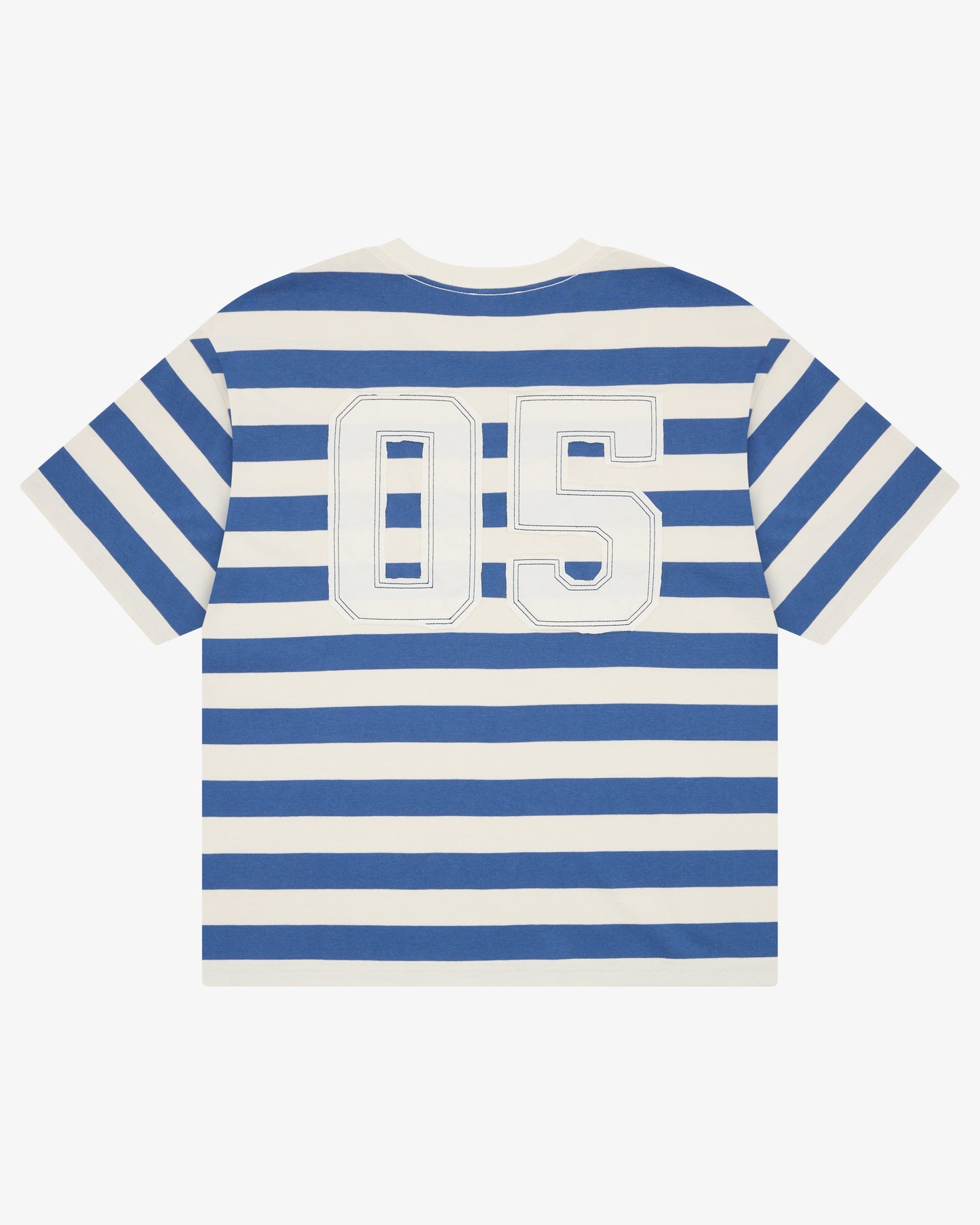 Boxy Applique Tee - Steel Blue/Cream