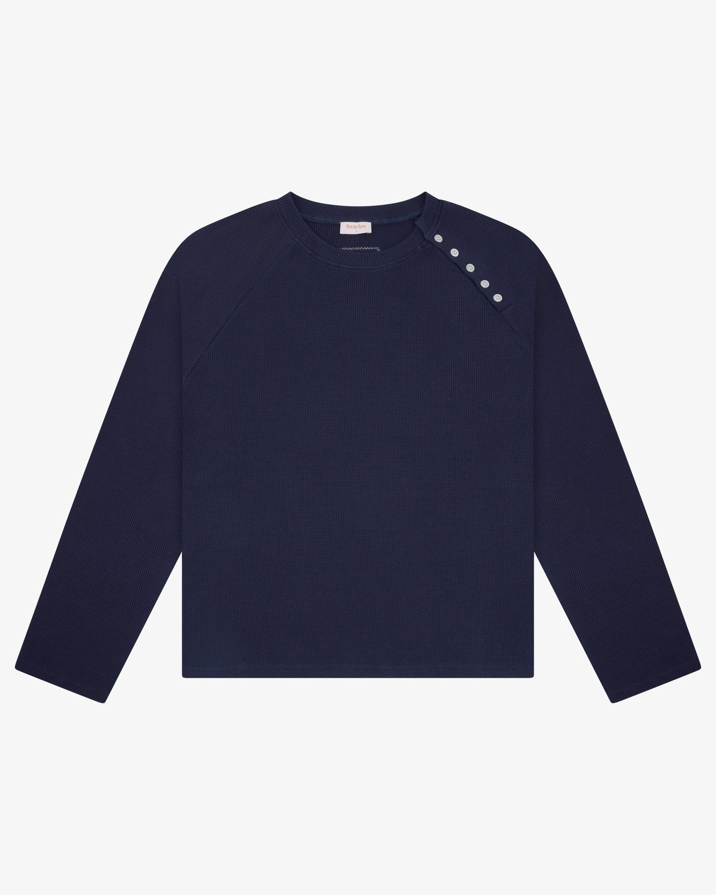 Asym Waffle Long Sleeve - Navy