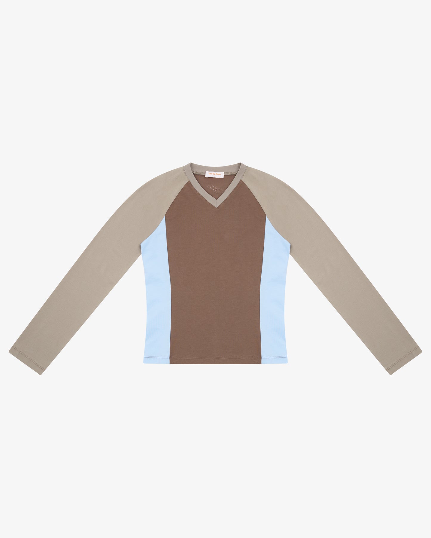 Panelled LS Top - Choc/Taupe/Sky