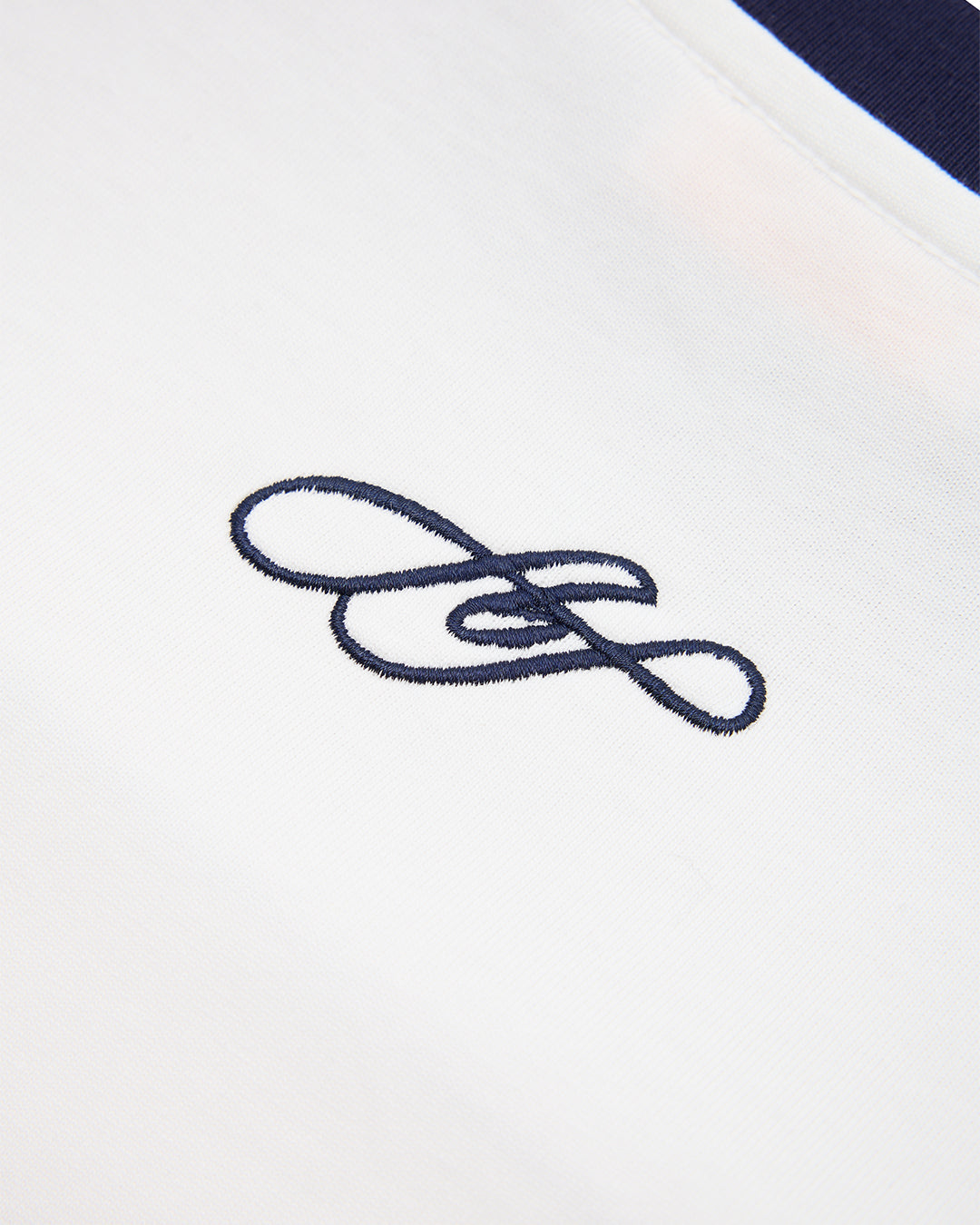 Crop Boxy Tee - Off White/Steel Blue