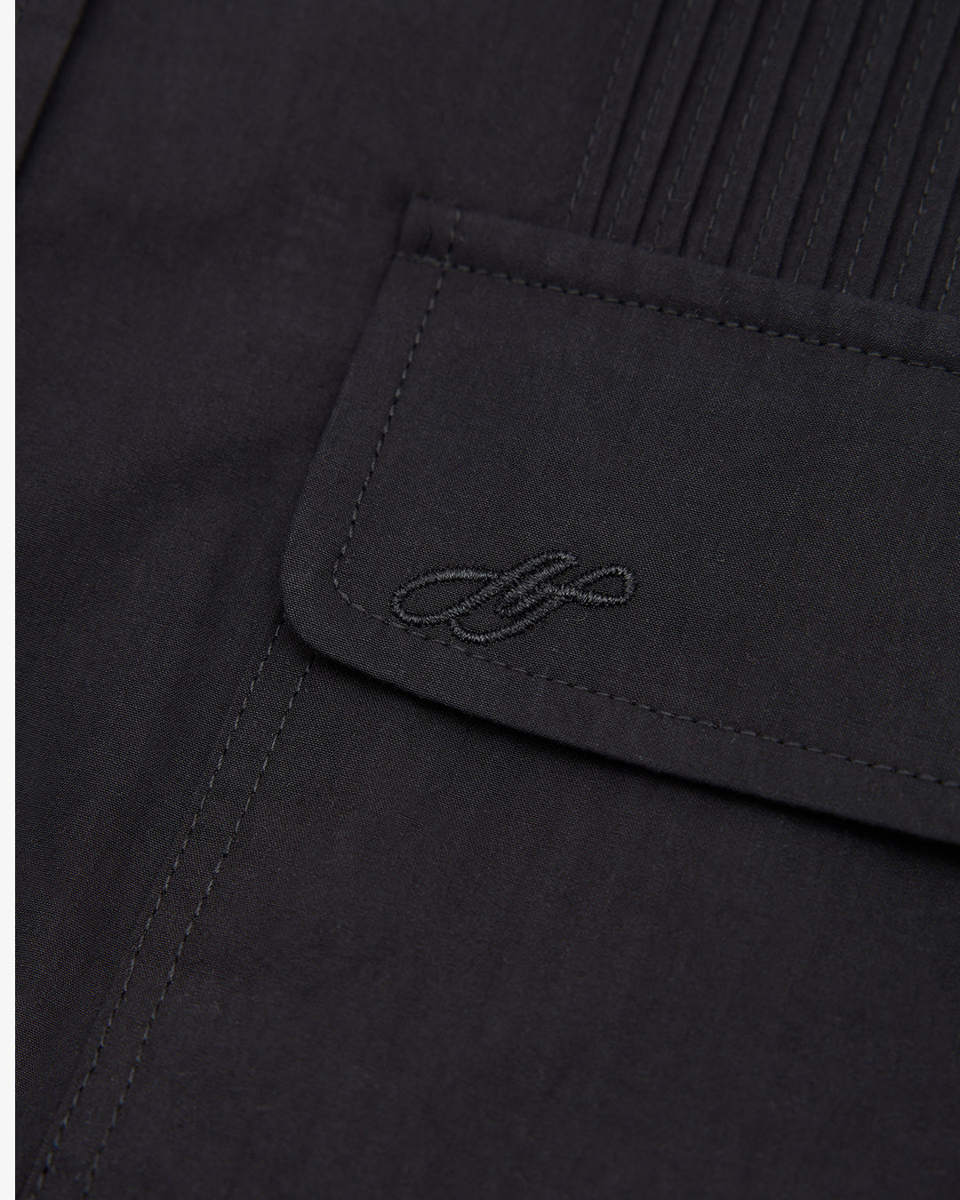 Pin Tucked Pocket Shirt - Black