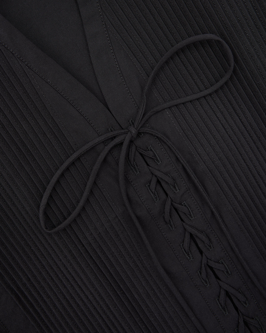 Lace Up Fitted Shirt - Black