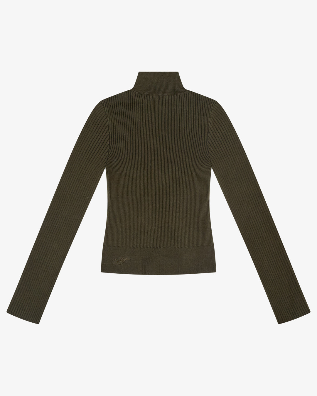 ASYM ZIP CARDI - OLIVE