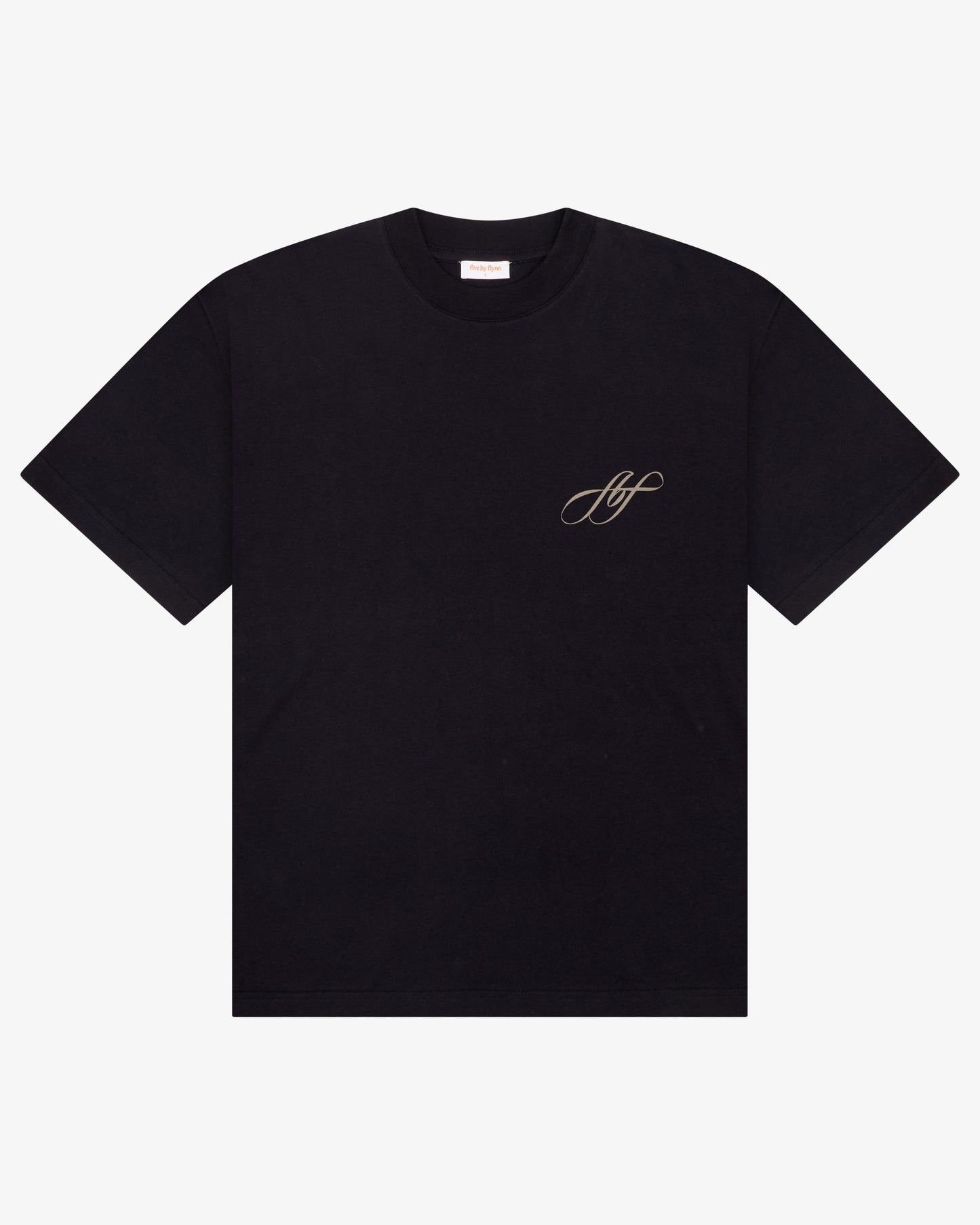 COTTON TEE - Black / White Embroidery
