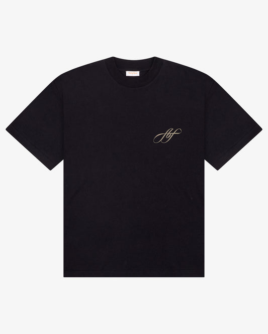 COTTON TEE - Black / White Embroidery