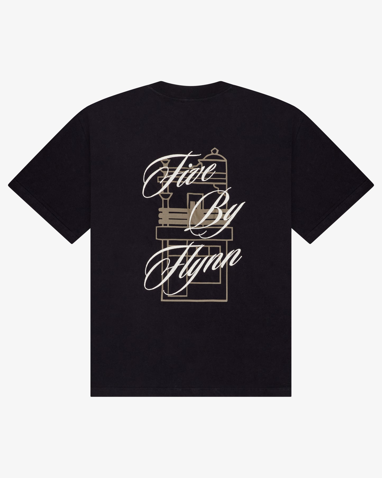 COTTON TEE - Black / White Embroidery