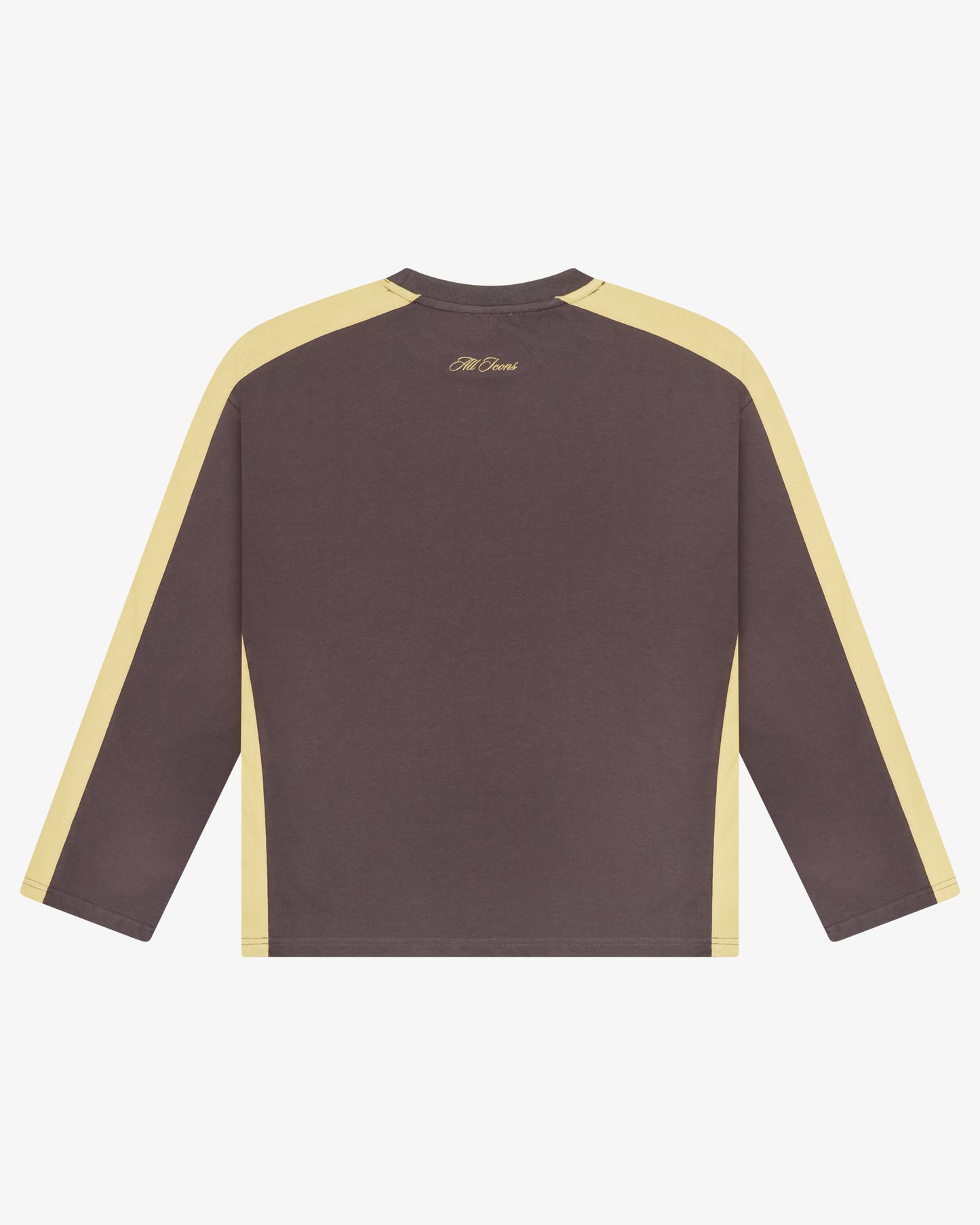 PANELLED LS CROPP TEE - CHARCOAL / CITRON