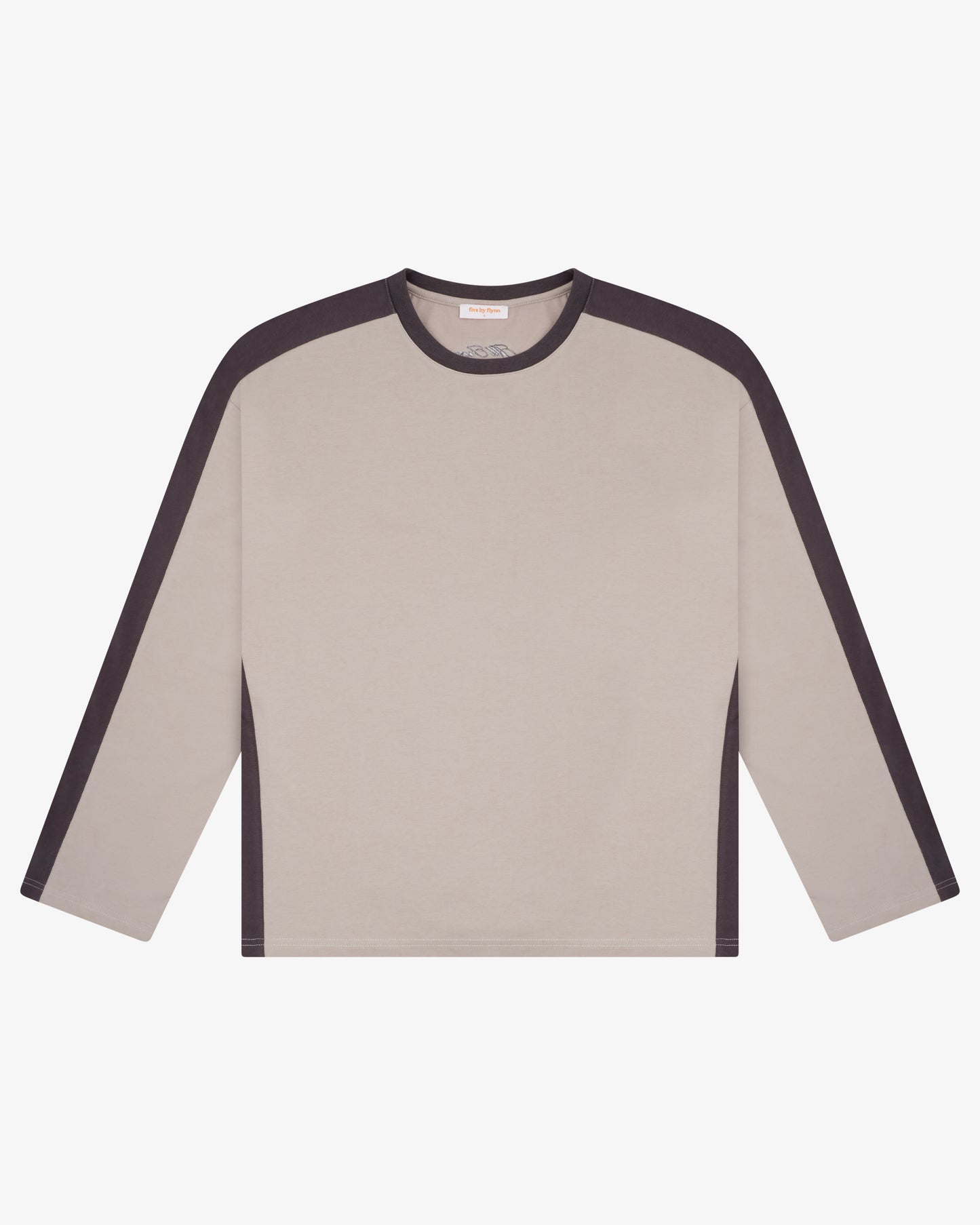 PANELLED LS CROP TEE - SAND / CHOCOLATE