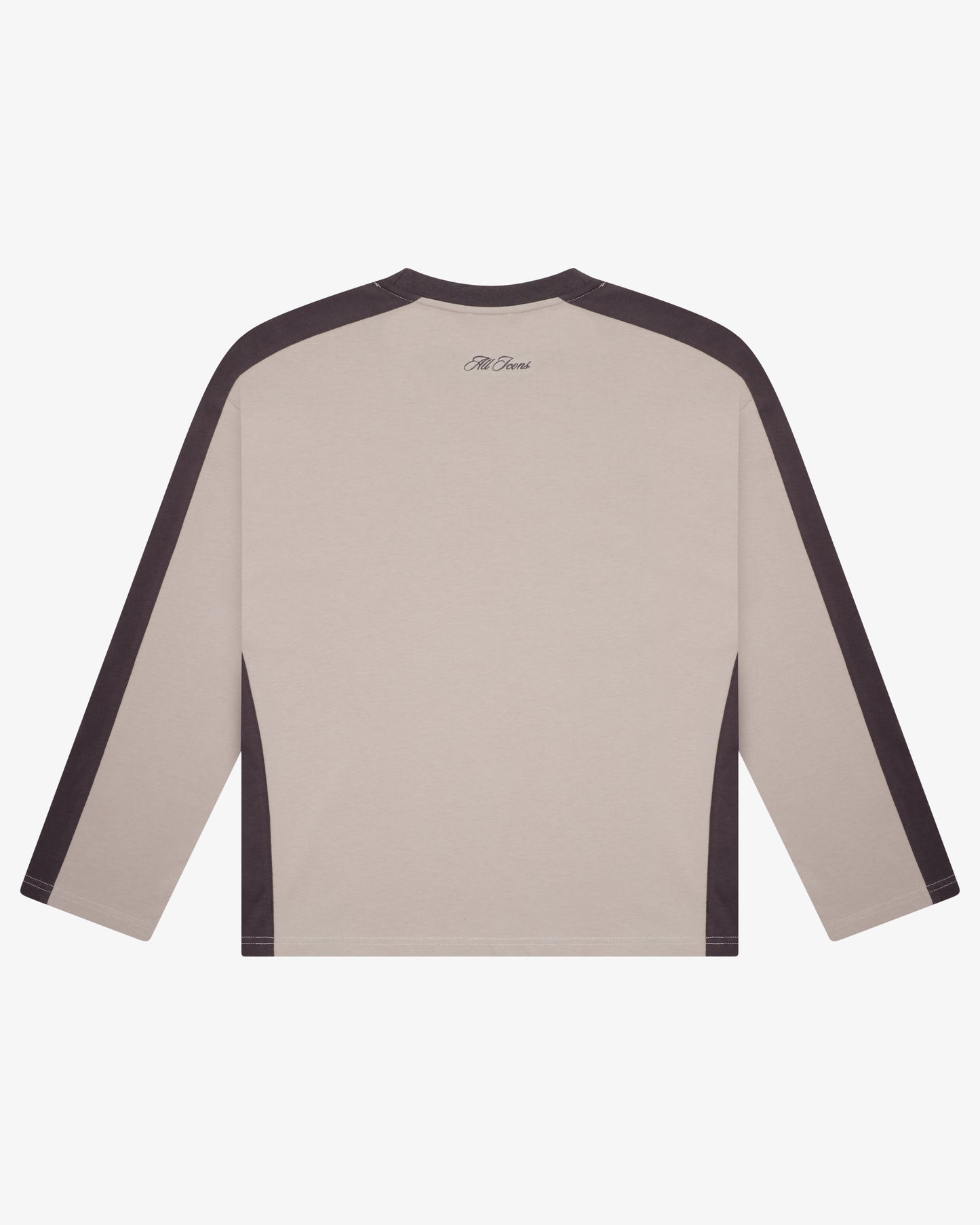 PANELLED LS CROP TEE - SAND / CHOCOLATE