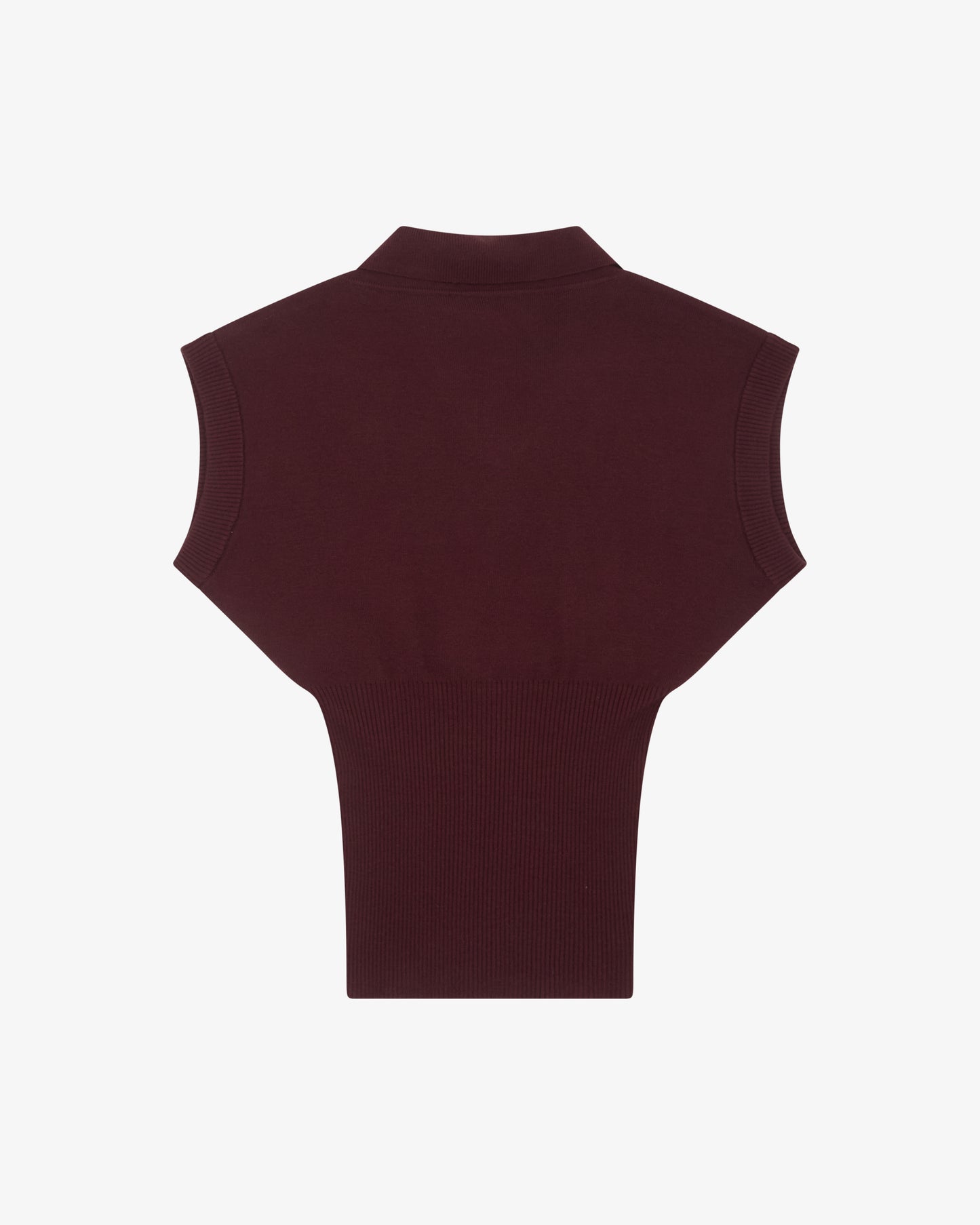 PLUNGE NECK KNIT TOP - PLUM