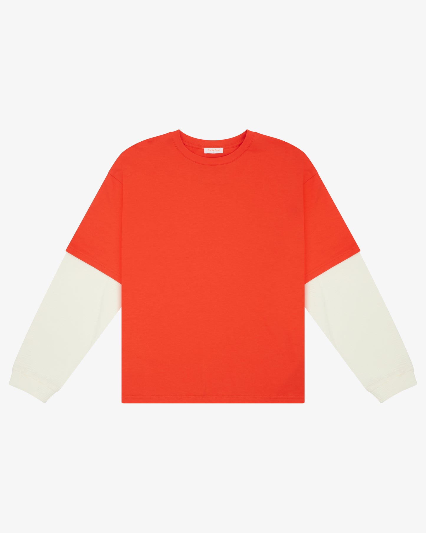 Crop Boxy Waffle Combo LS - CHILLI / CREAM