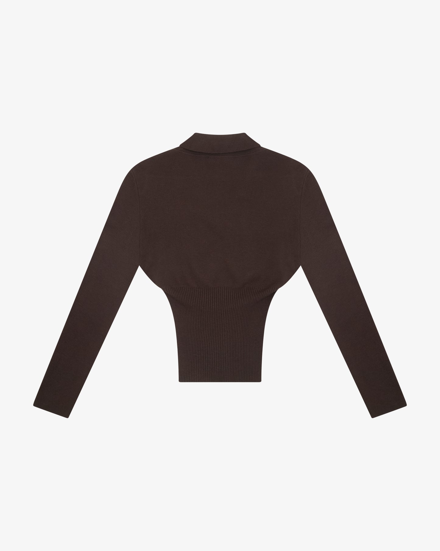 PLUNGE NECK LS KNIT - CHOCOLATE