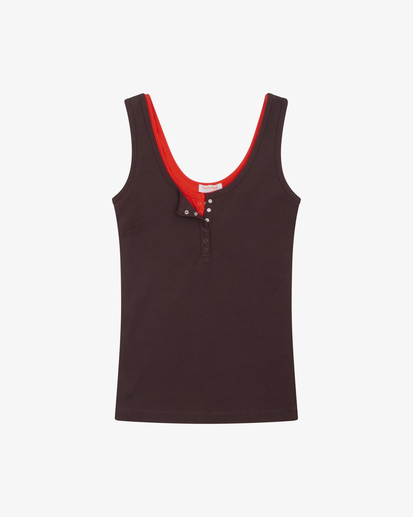 LAYERED HENLEY TANK - CHILLI / CHOCOLATE