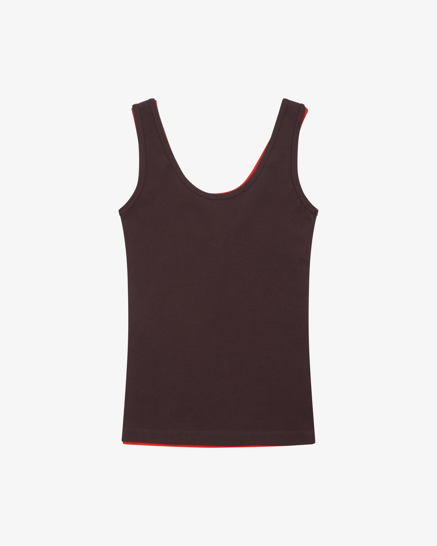 LAYERED HENLEY TANK - CHILLI / CHOCOLATE