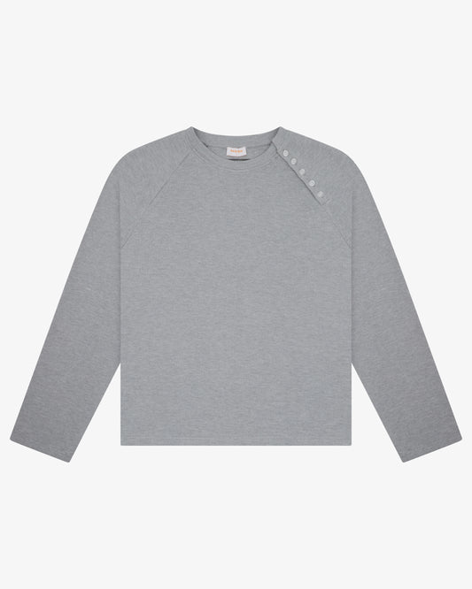RAGLAN BUTTON LS TEE - GREY