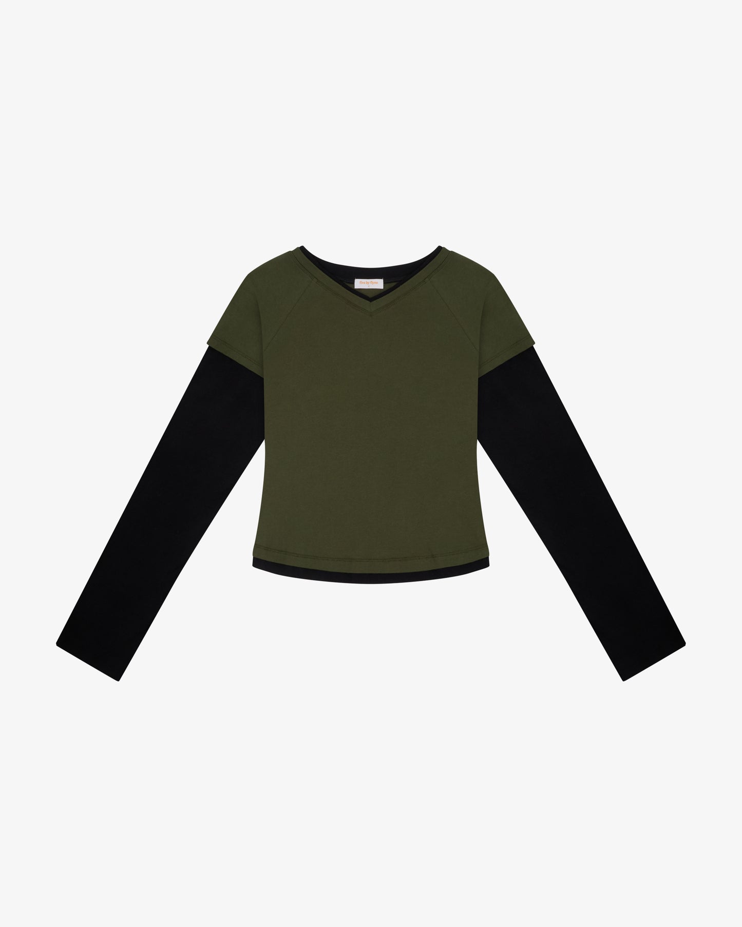MADELEINE LAYERED TEE - Olive / Black