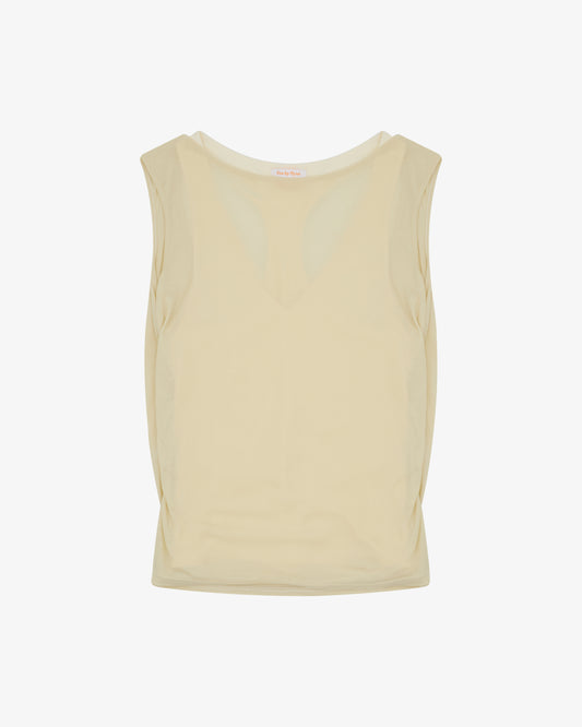 Cowl Back Layered Tank - Citron