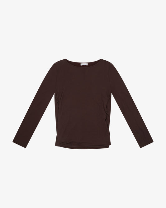 Cowl Back Layered LS Top - Chocolate