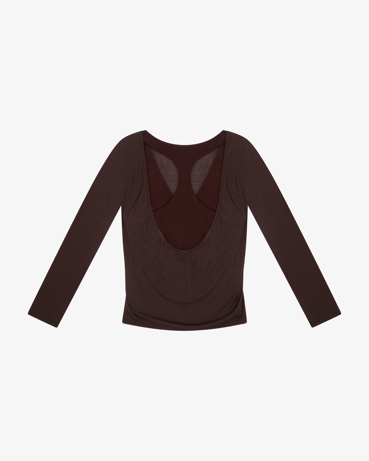 Cowl Back Layered LS Top - Chocolate