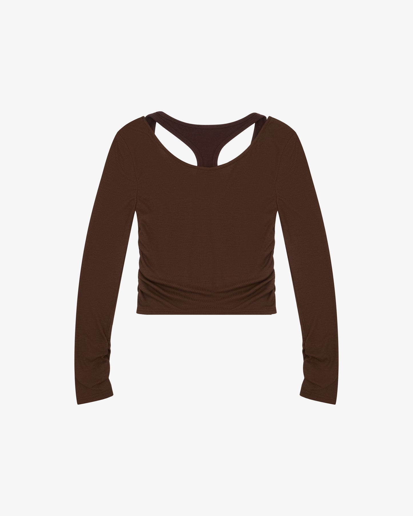 LAYERED RACER TANK - RIBBED CHOCOLATE