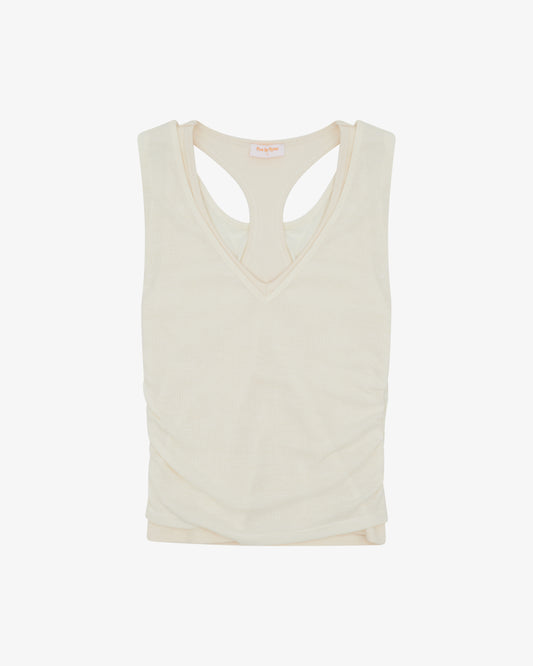 LAYERED RACER BACK TANK - Cream