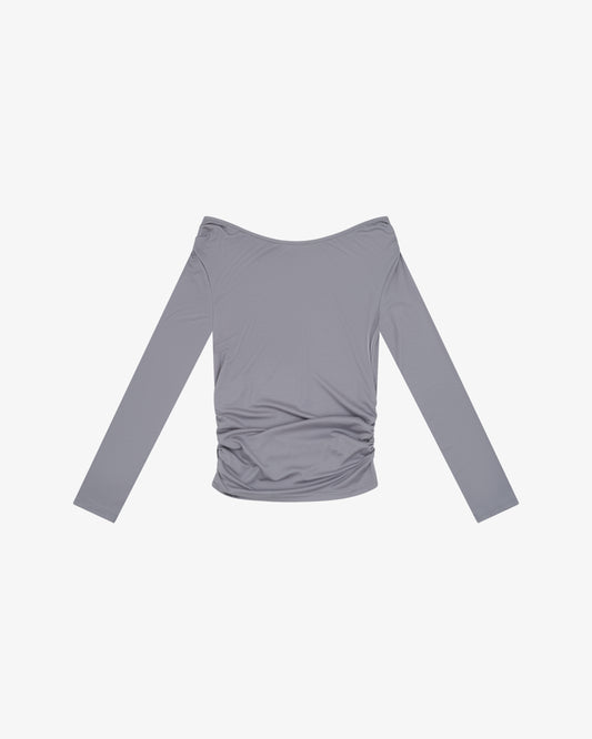 OFF SHOULDER LS TOP - Silver
