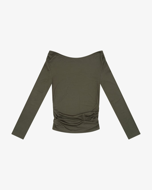 OFF SHOULDER LS TOP - Sage