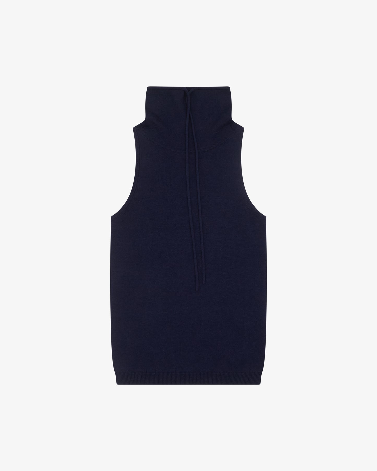 Funnel Neck Knit Top - Navy