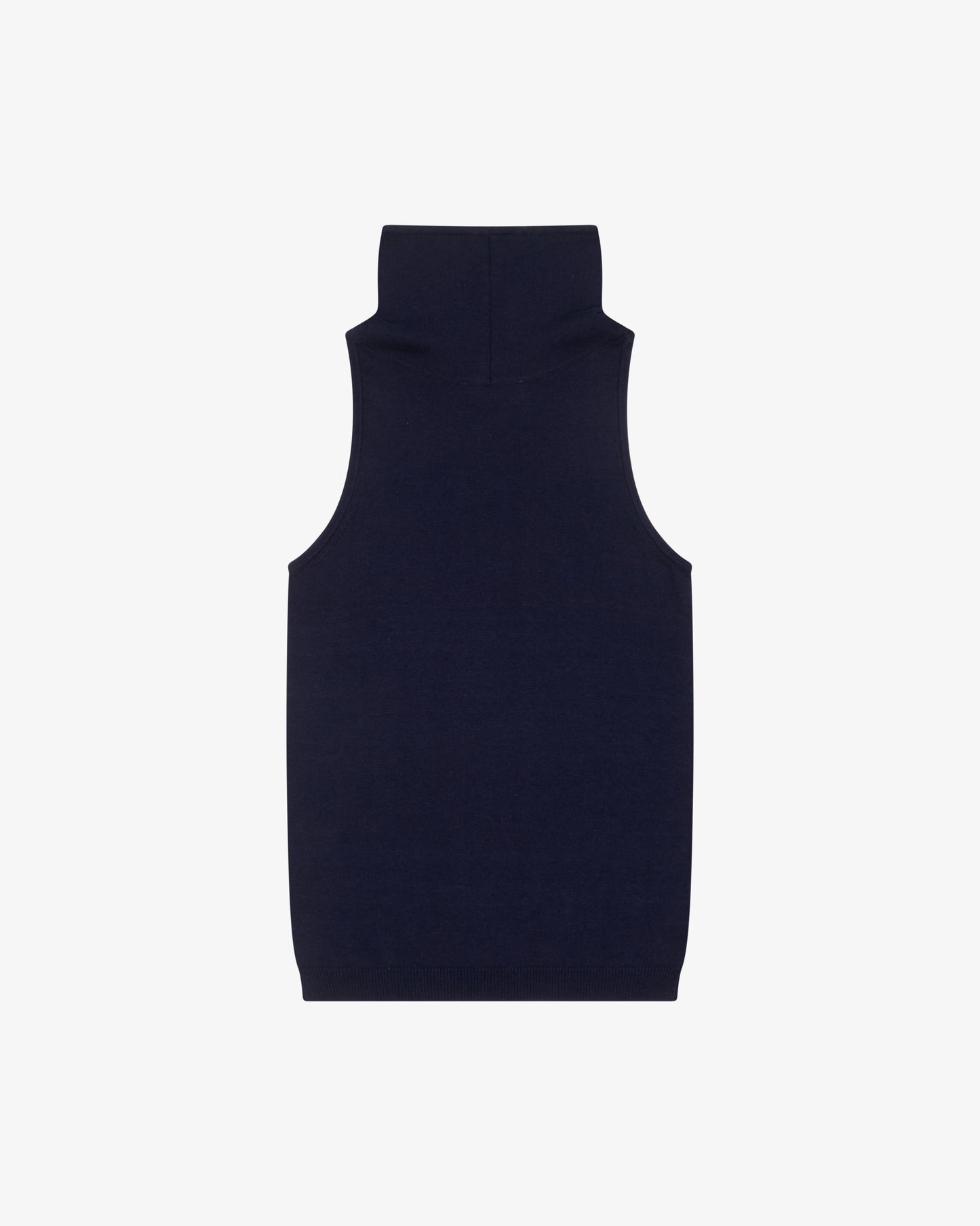 Funnel Neck Knit Top - Navy