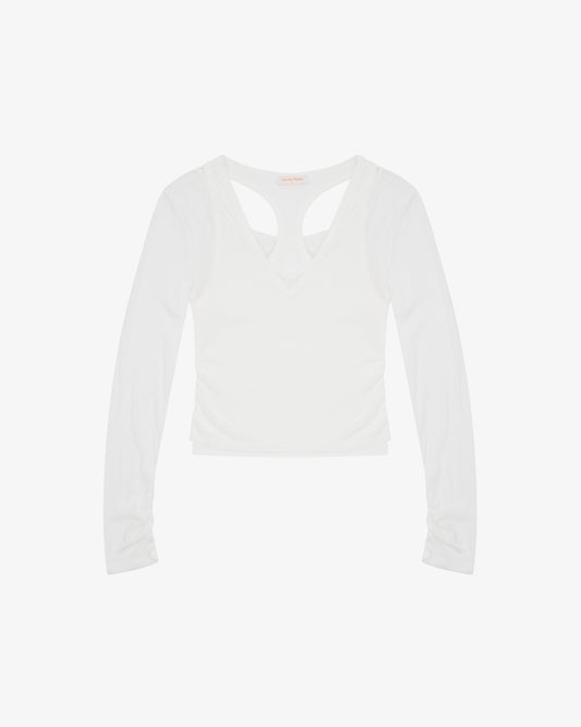 Layered Racer Tank - White