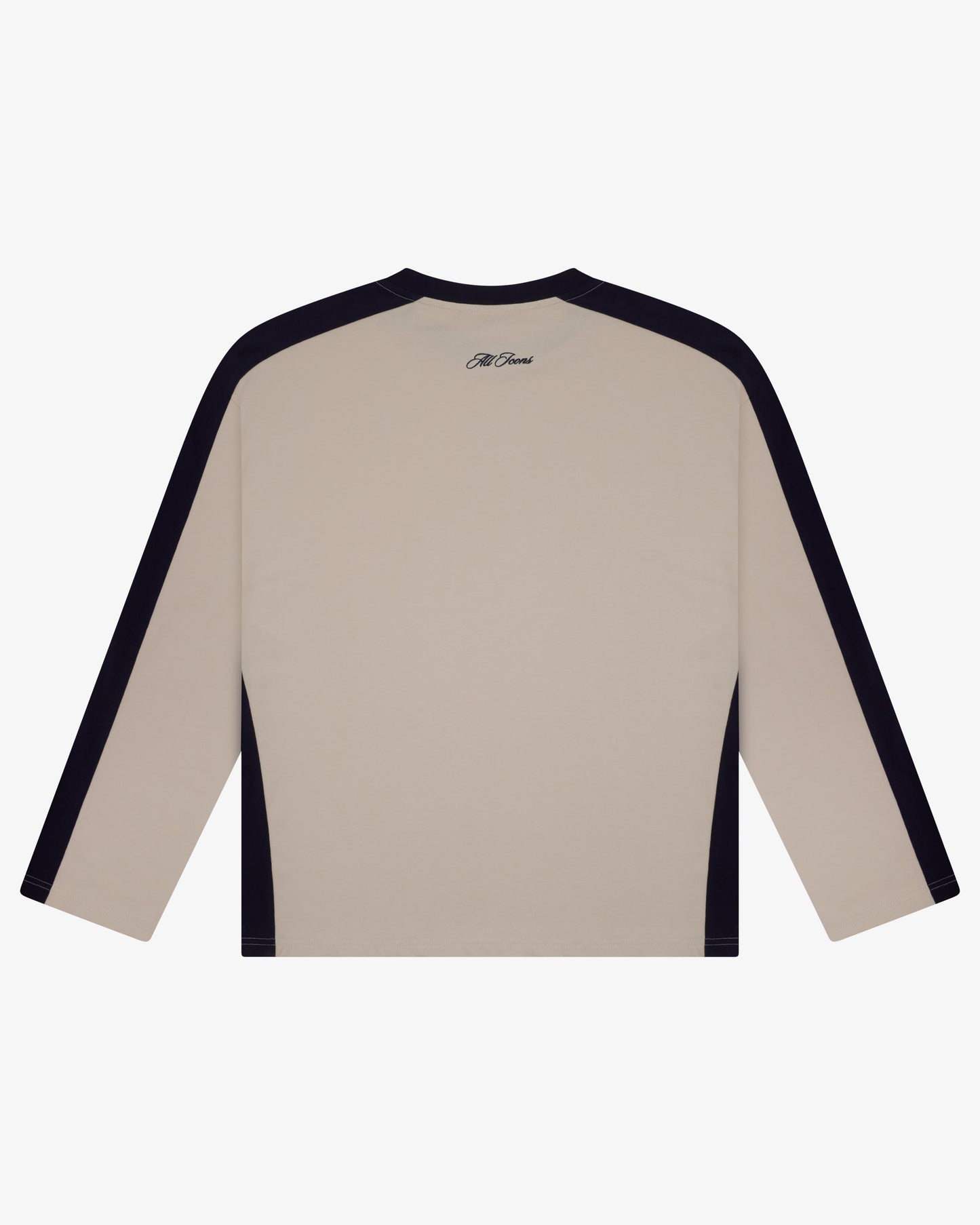 Panelled LS Crop Tee - Sand/Navy