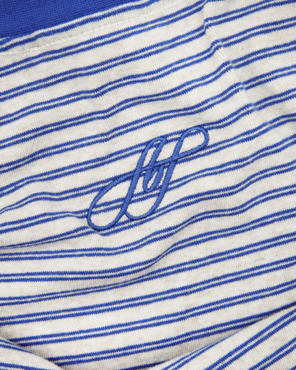 Crop Boxy Tee - Oat / Blue